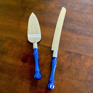 Homi Styles Navy Blue Cake Knife and Serving Set